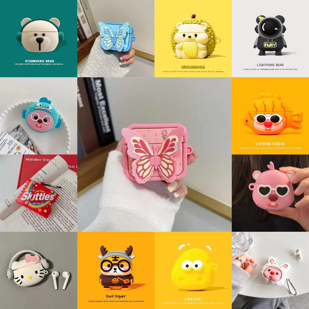 เคสหูฟัง Asaki AK-PODSPro เคส Case สําหรับ เคสหูฟัง นักบินอวกาศผีเสื้อสีชมพูน่ารัก