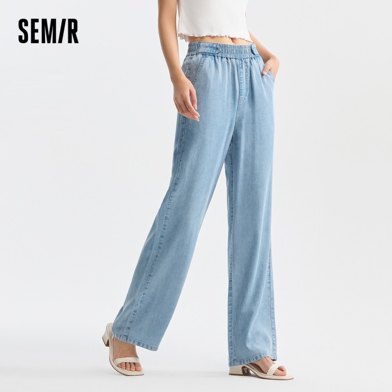 Semir กางเกงยีน ขากว้าง เอวยางยืด เรียบง่าย แฟชั่นฤดูร้อน สําหรับผู้หญิง 2024