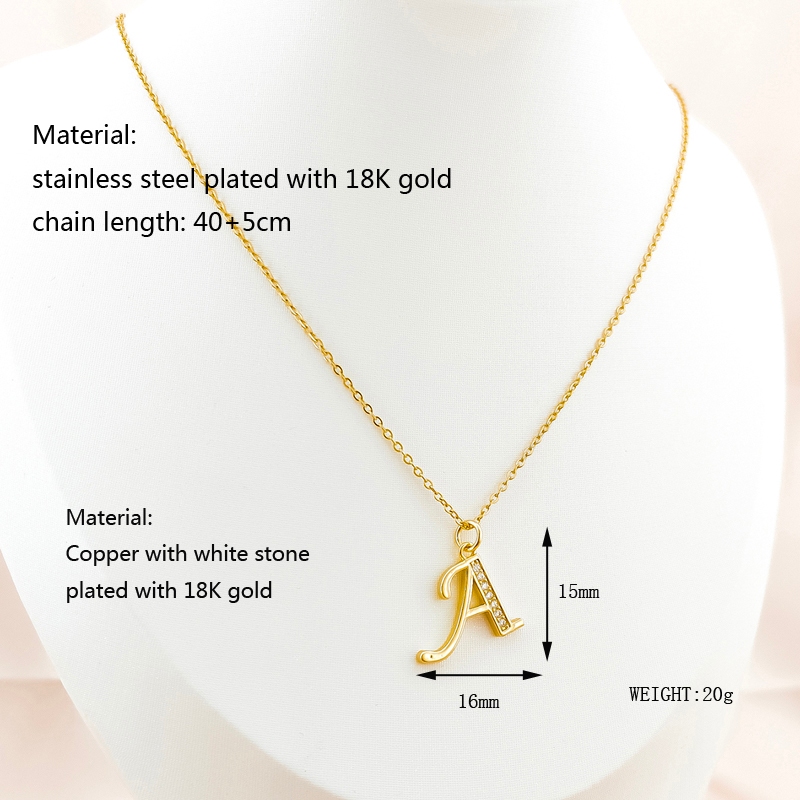 ใหม่ สร้อยคอโซ่เหล็กไทเทเนียม ทอง 18K จี้ตัวอักษร 26 ตัว ไม่จางหาย เรียบง่าย แฟชั่น สําหรับคู่รัก - รูปที่ 7