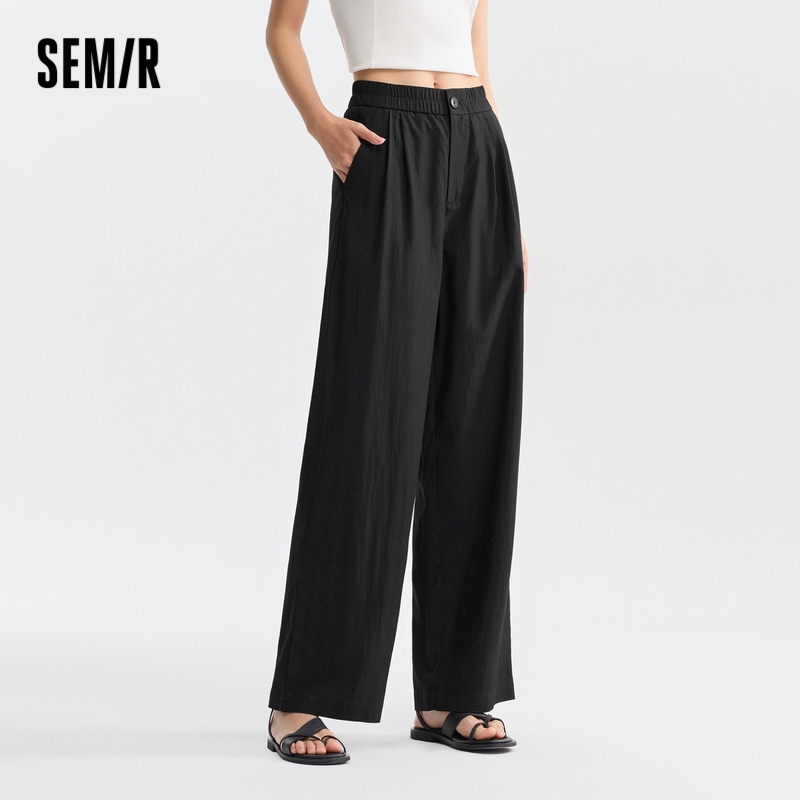 Semir กางเกงลําลอง เอวยางยืด ขากว้าง สีพื้น สไตล์ญี่ปุ่น แฟชั่นฤดูร้อน สําหรับผู้หญิง 2024