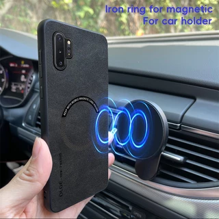 ไม่มีลายนิ้วมือ หรูหรา แหวนเหล็กหนัง สําหรับ Samsung Galaxy Note10 Plus Note 10+ Plus 5G ที่ใส่ในรถ ป้องกัน เคสแม่เหล็ก ฝาครอบชาร์จไร้สาย