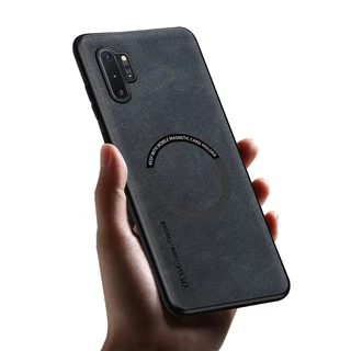 ไม่มีลายนิ้วมือ หรูหรา แหวนเหล็กหนัง สําหรับ Samsung Galaxy Note10 Plus Note 10+ Plus 5G ที่ใส่ในรถ ป้องกัน เคสแม่เหล็ก ฝาครอบชาร์จไร้สาย