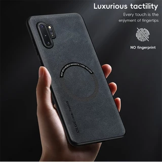 ไม่มีลายนิ้วมือ หรูหรา แหวนเหล็กหนัง สําหรับ Samsung Galaxy Note10 Plus Note 10+ Plus 5G ที่ใส่ในรถ ป้องกัน เคสแม่เหล็ก ฝาครอบชาร์จไร้สาย