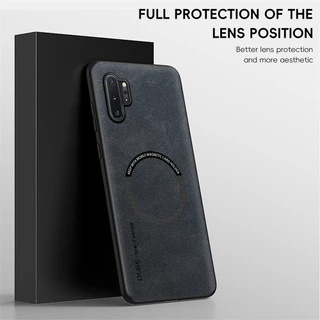 ไม่มีลายนิ้วมือ หรูหรา แหวนเหล็กหนัง สําหรับ Samsung Galaxy Note10 Plus Note 10+ Plus 5G ที่ใส่ในรถ ป้องกัน เคสแม่เหล็ก ฝาครอบชาร์จไร้สาย