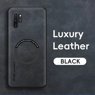 ไม่มีลายนิ้วมือ หรูหรา แหวนเหล็กหนัง สําหรับ Samsung Galaxy Note10 Plus Note 10+ Plus 5G ที่ใส่ในรถ ป้องกัน เคสแม่เหล็ก ฝาครอบชาร์จไร้สาย