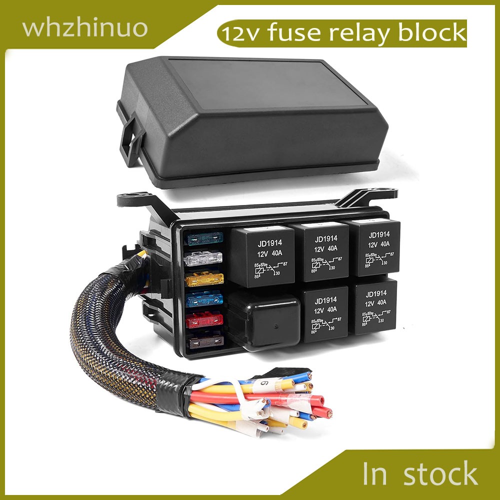 12v ฟิวส์รีเลย์บล็อกสายรัดรีเลย์ผู้ถือ 6 ATC/ATO ฟิวส์ผู้ถือ 4-pin RTT7121 รีเลย์