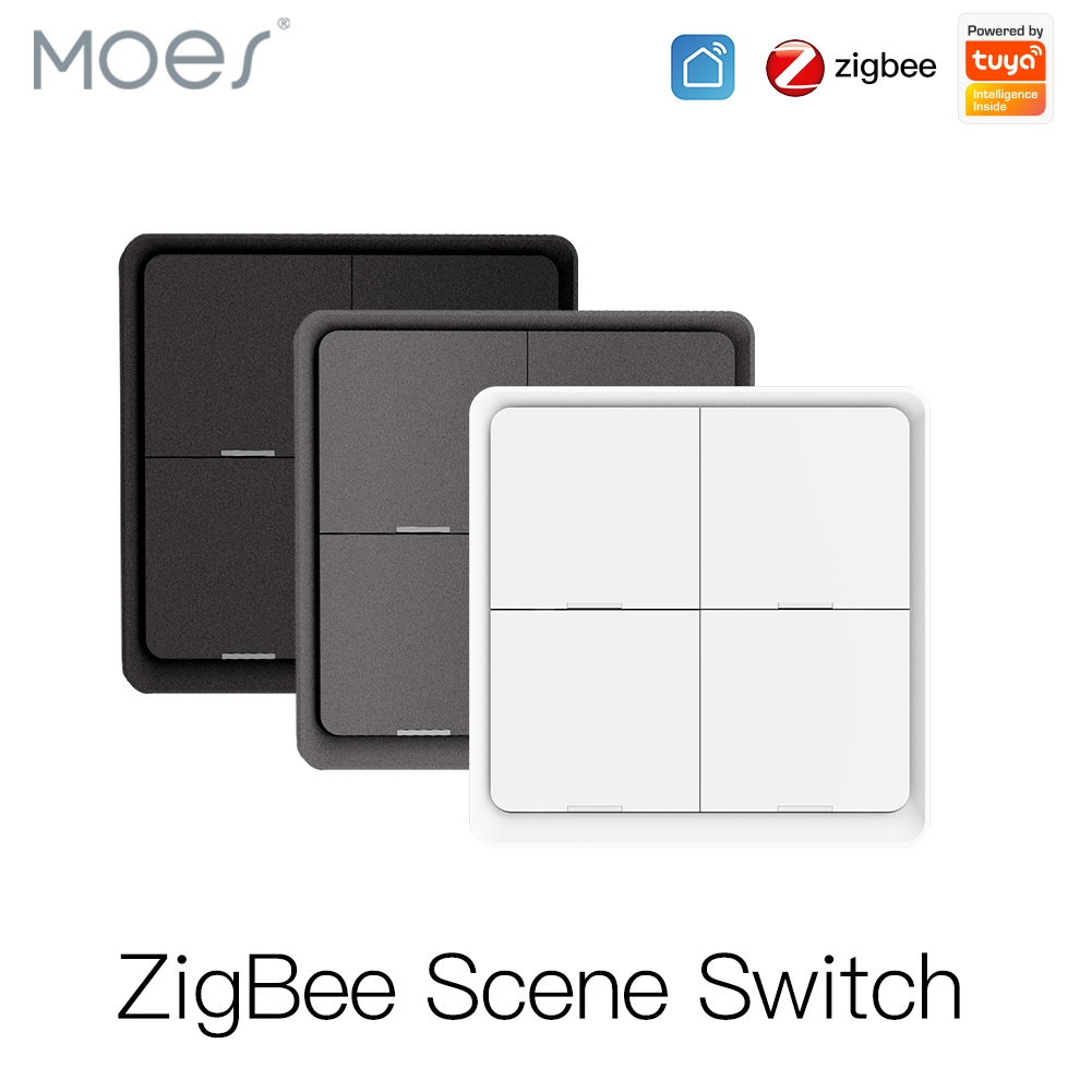 Moes 4 Tuya ZigBee สวิตช์ปุ่มควบคุมอัตโนมัติ ไร้สาย 12 ฉาก ใช้แบตเตอรี่ สําหรับอุปกรณ์ Tuya