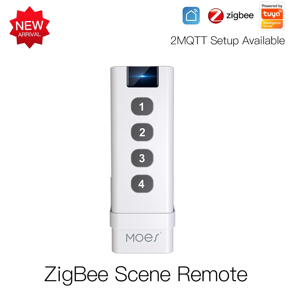 MOES ZigBee สมาร์ทโฮมสวิตช์ฉากไร้สาย 4 แก๊งระยะไกลแบบพกพา Tuya Zigbee Hub ไม่จําเป็นต้อง จํากัดอุปกรณ์ควบคุม