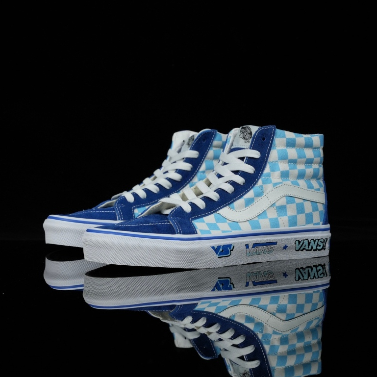 Vans Sk8-Hi 38 DX รองเท้าผ้าใบลําลอง ข้อสูง ลายตารางหมากรุก สีฟ้า