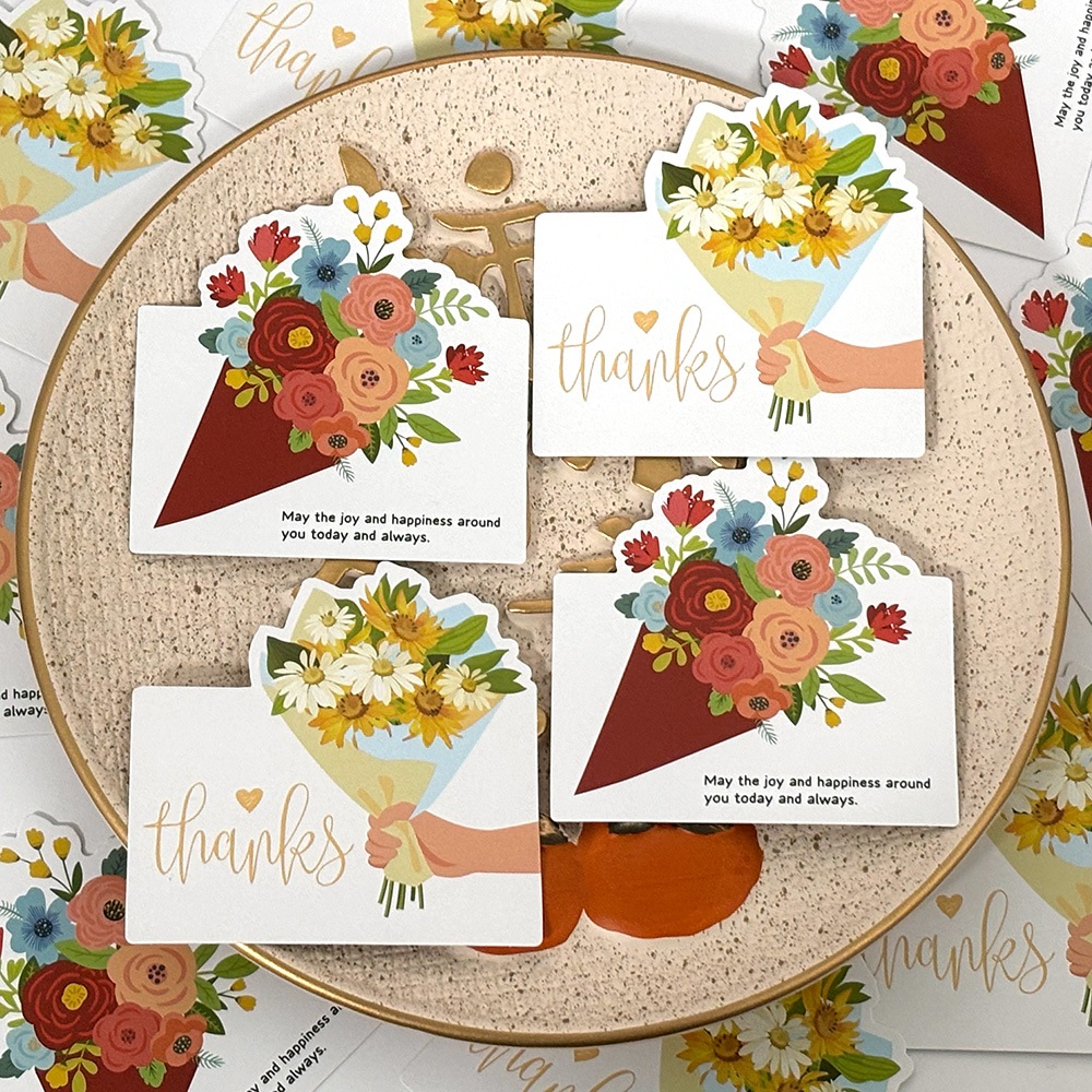 การ์ดอวยพร ช่อดอกไม้ Thank You สวยหรู เหมาะกับของขวัญ สําหรับตกแต่ง Diy จํานวน 30 ชิ้น ต่อแพ็ค