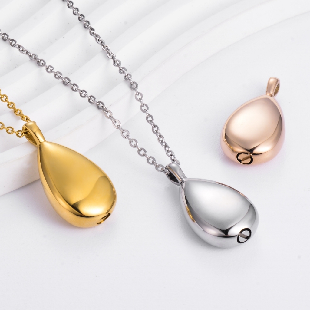 U Nisex Teardrop Urn จี้สร้อยคอลิ่มอณูกระดูก ashes ผู้ถือ keepsakes สัตว์เลี้ยงและมนุษย์สแตนเลสเครื่องประดับศพ