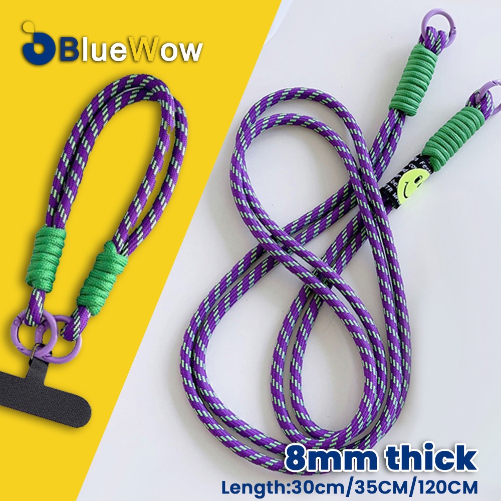 Bluewow สายเชือกคล้องข้อมือ แบบสั้น กันหาย แข็งแรง แฟชั่น สําหรับแขวนตกแต่งโทรศัพท์มือถือ