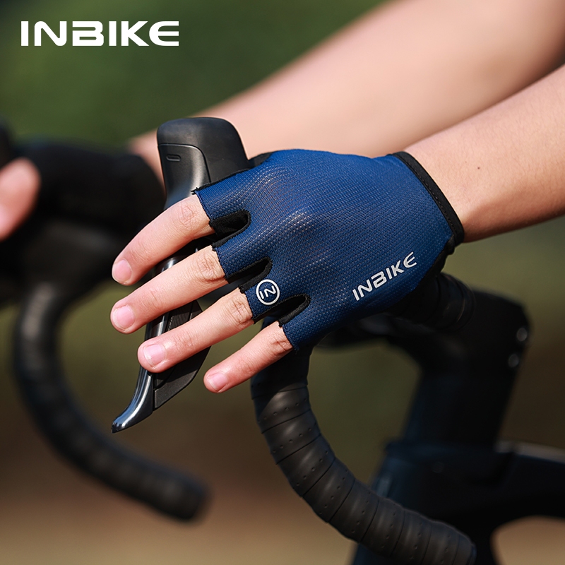 INBIKE ถุงมือครึ่งนิ้ว ดูดซับแรงกระแทก เหมาะกับฤดูร้อน สําหรับขี่จักรยานเสือภูเขา เล่นกีฬา เข้ายิม