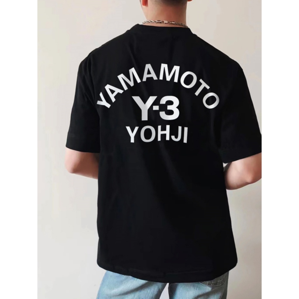 Y-3 Yamamoto Yoji เสื้อยืดลําลอง แขนสั้น คอกลม พิมพ์ลายตัวอักษร ทรงหลวม สําหรับผู้ชาย Y3