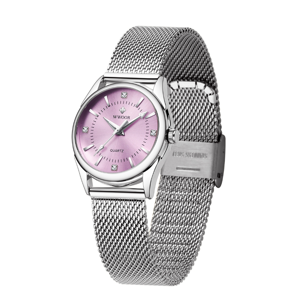 Wwoor นาฬิกาข้อมือควอทซ์ ประดับเพชร หรูหรา สําหรับผู้หญิง -8852