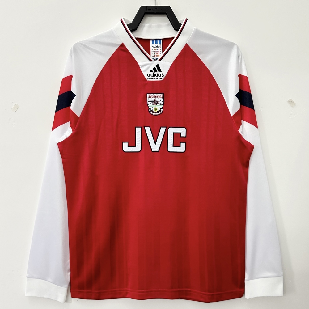 เสื้อกีฬาแขนยาว ลายทีมชาติฟุตบอล Arsenal 1992-94 ชุดเหย้า สไตล์เรโทร