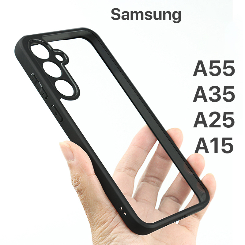 เคส Samsung A55 A35 A25 A15 4G 5G Case ถุงลมนิรภัยในตัว แผงด้านหลังโปร่งใสสูง กันกระแทก ปกป้องกล้อง ปกป้องหน้าจอ ฮาร์ด PC กรอบ TPU นุ่ม matte Samsung Galaxy A55 5G