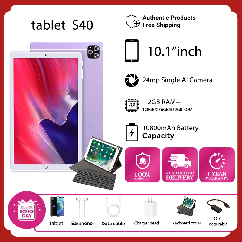 ของแท้ Samsung S40 Galaxy Tab 10.1 | 12 + 512GB| 4 กรัม | Android 10 MediaTek MT6735 | แท็บเล็ต 10000mAh 1080x960 IPS สําหรับเรียน
