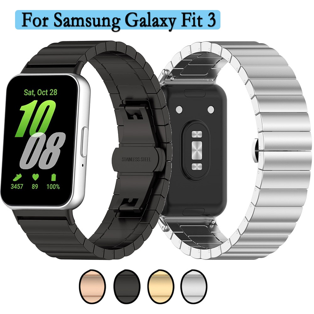 สายนาฬิกาข้อมือ สเตนเลส โลหะ แบบเปลี่ยน สไตล์ธุรกิจ สําหรับ Samsung Galaxy Fit 3 SM-R390