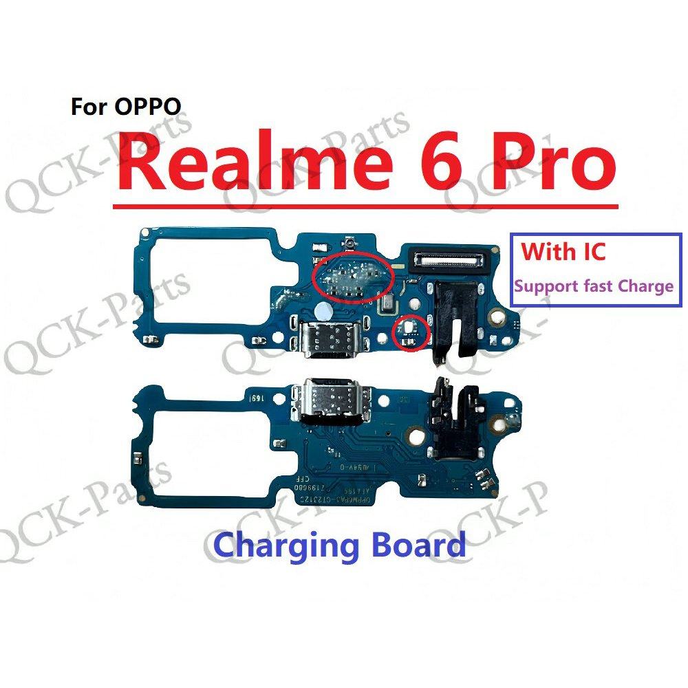 สําหรับ OPPO Realme 6 Pro พร้อม IC USB ชาร์จพอร์ต Dock Plug Connector Charger Board พร้อมไมโครโฟน Flex Cable สําหรับ Realme 6i RMX2040