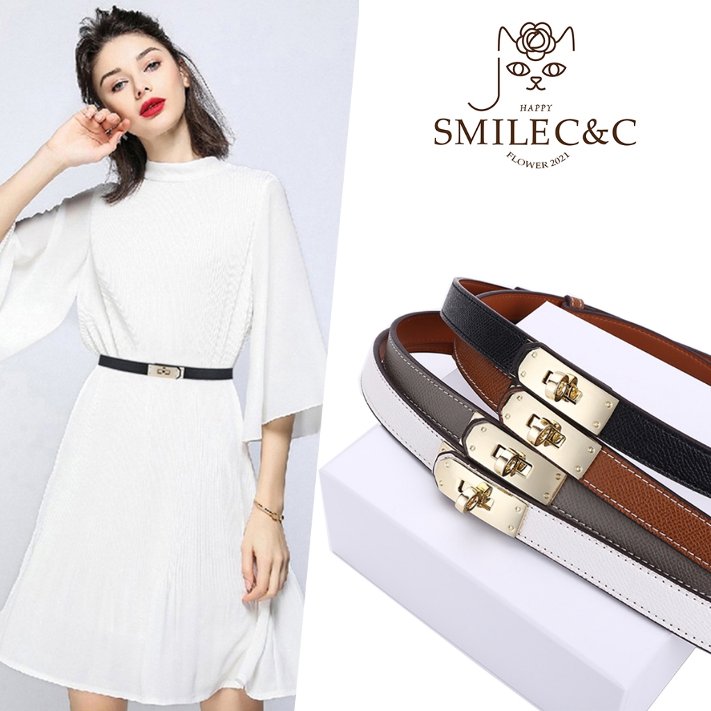 SmilefairyCC 【COD & พร้อมส่ง】เข็มขัดหนัง PU พร้อมหัวเข็มขัด สําหรับผู้หญิง เข็มขัดหนังนิ่ม หัวขัดสี่เหลี่ยม สไตล์เกาหลี