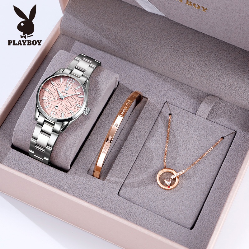 PlayBoy นาฬิกา ข้อมือ ผู้หญิง แฟชั่น watch 100% นาฬิกาข้อมือกันน้ำได้ หญิง ควอตซ