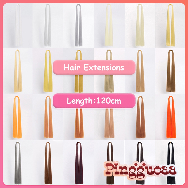 【Manmei】120cm Long Colorful Synthetic Hair Hairpiece Hair Extensions High Temperature Fiber Hairpiece for Cosplay Wigs Girls Rainbow Hair Bulk