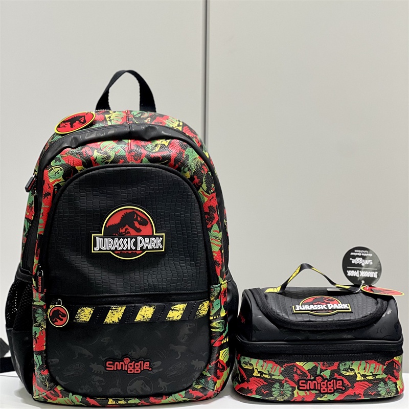 Smiggle Jurassic Park Classic Backpack Super hero นักเรียนเด ็ กชายและเด ็ กหญิงกระเป ๋ าหนังสือถุงอาหารกลางวัน