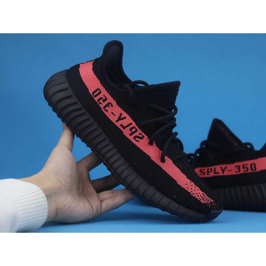 LW YEEEZY BOOST 350 V2 Core สีดําสีแดง BY9612 SNEAKER สําหรับผู้ชายและผู้หญิง size36-49