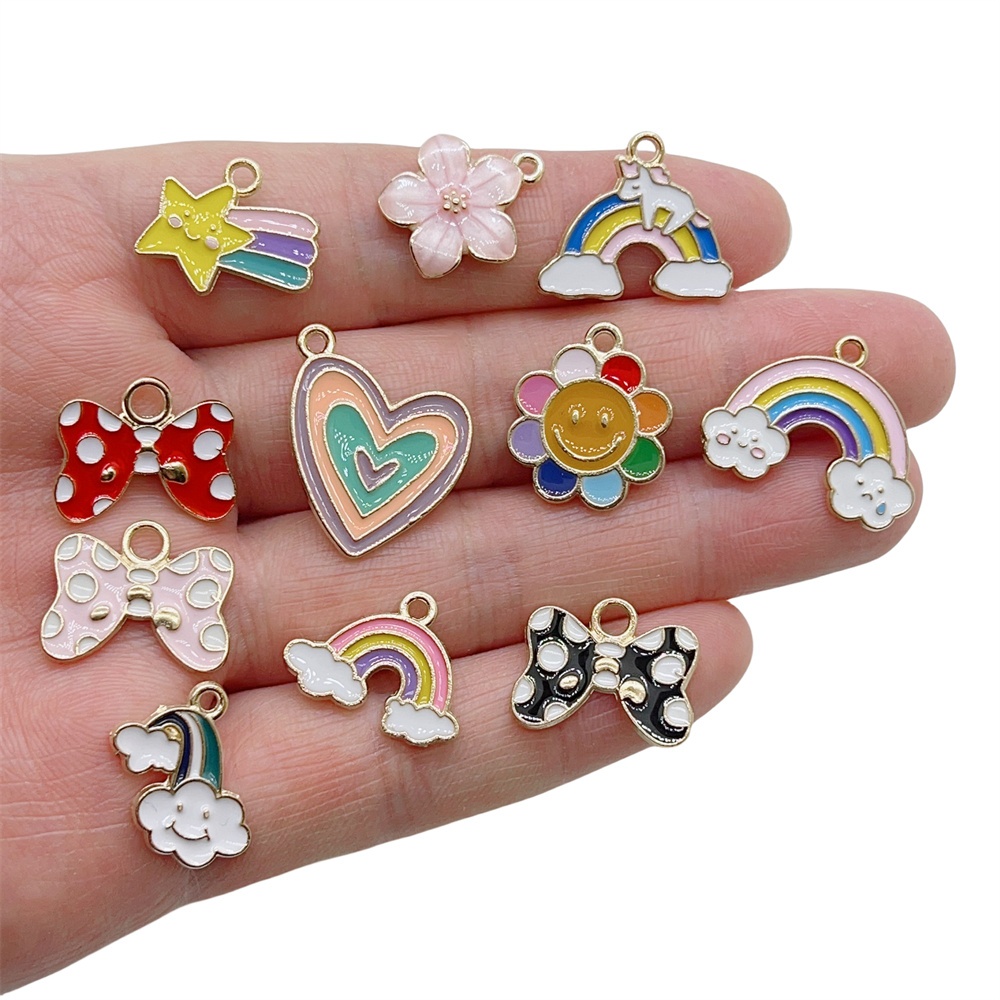 จี้สร้อยคอ สร้อยข้อมือ โลหะผสม รูปดวงอาทิตย์ สีรุ้ง DIY