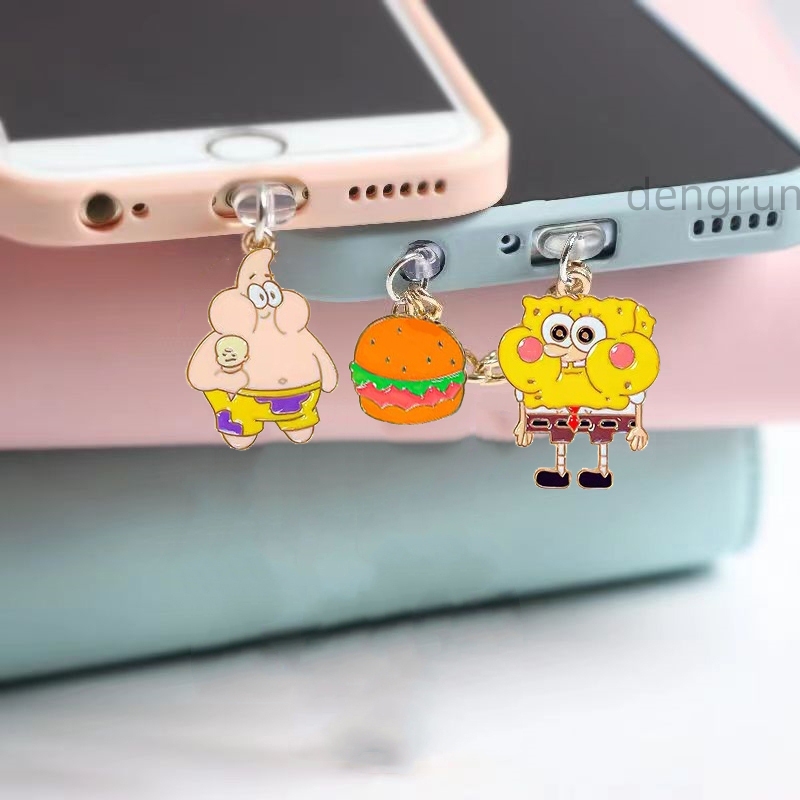 น่ารักๆจี้ห้อยโทรศัพท์อนิเมะ spongebob phone charm จุกกันฝุ่นโทรศัพท์ จุกกันฝุ่นไอโฟน จุกกันฝุ่น iph