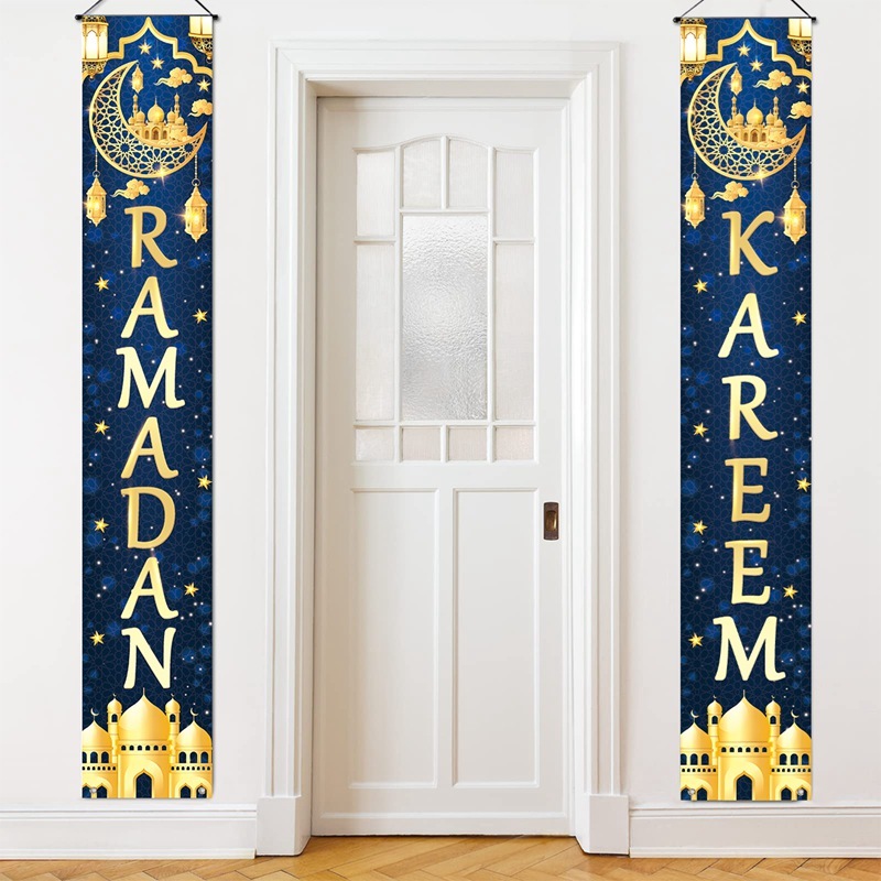 2/3pcs180x30 ซม.Eid Ramadan Mubarak แบนเนอร์ประตูสีดําทอง Moon Castle ม่านประตูรอมฎอน Kareem ตกแต่งสําหรับบ้าน 2026 อิสลามมุสลิม Party Decor Eid ของขวัญ - รูปที่ 5