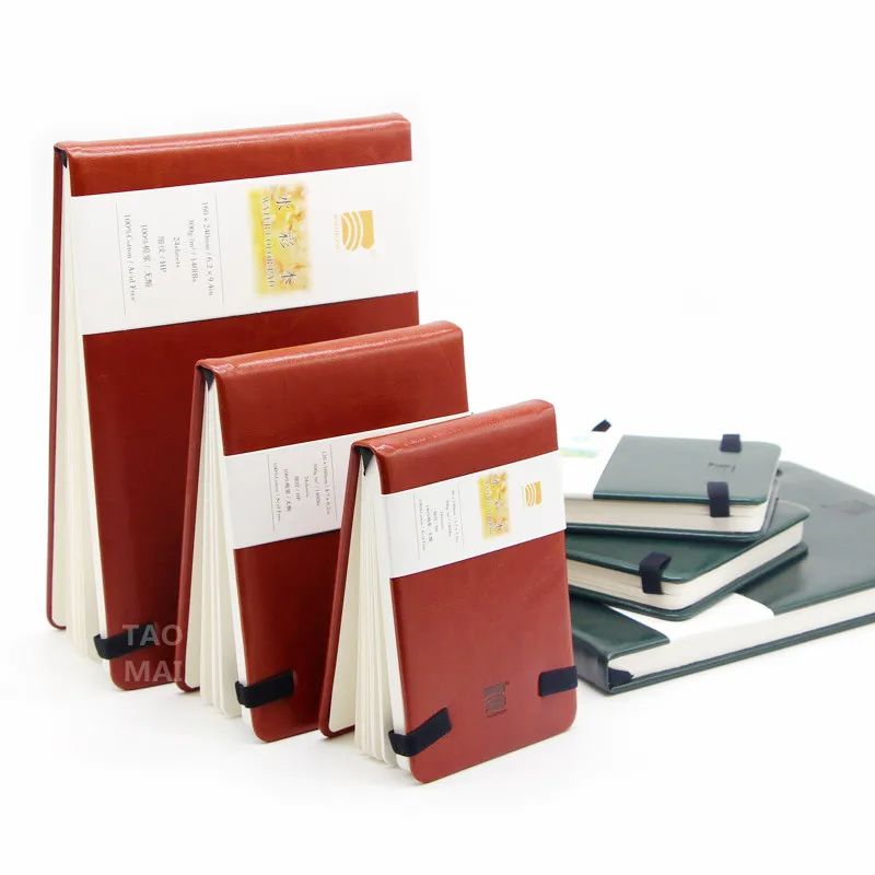 Baohong สีน้ำบนกระดาษผ้าฝ้าย 100% PU 24 แผ่น 300g เนื้อละเอียดแบบพกพาสีน้ำ Sketchbook Art Supplies
