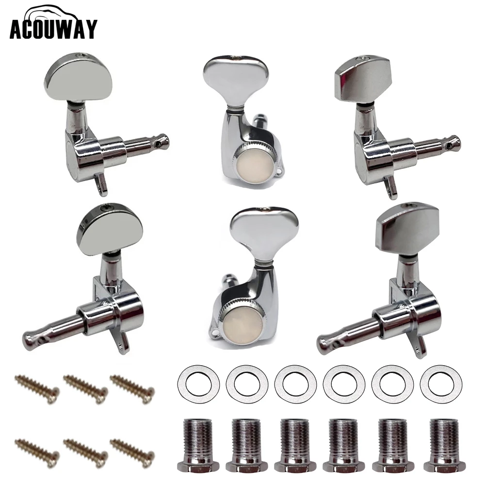 ACOUWAY ลูกบิดกีต้าร์โปร่ง กีตาร์ไฟฟ้า แบบ2ทาง ครบชุด 6 ชิ้น แถมฟรี!น๊อต แหวนรองพร้อมติดตั้ง machine heads guitar Guitar String Tuning Pegs