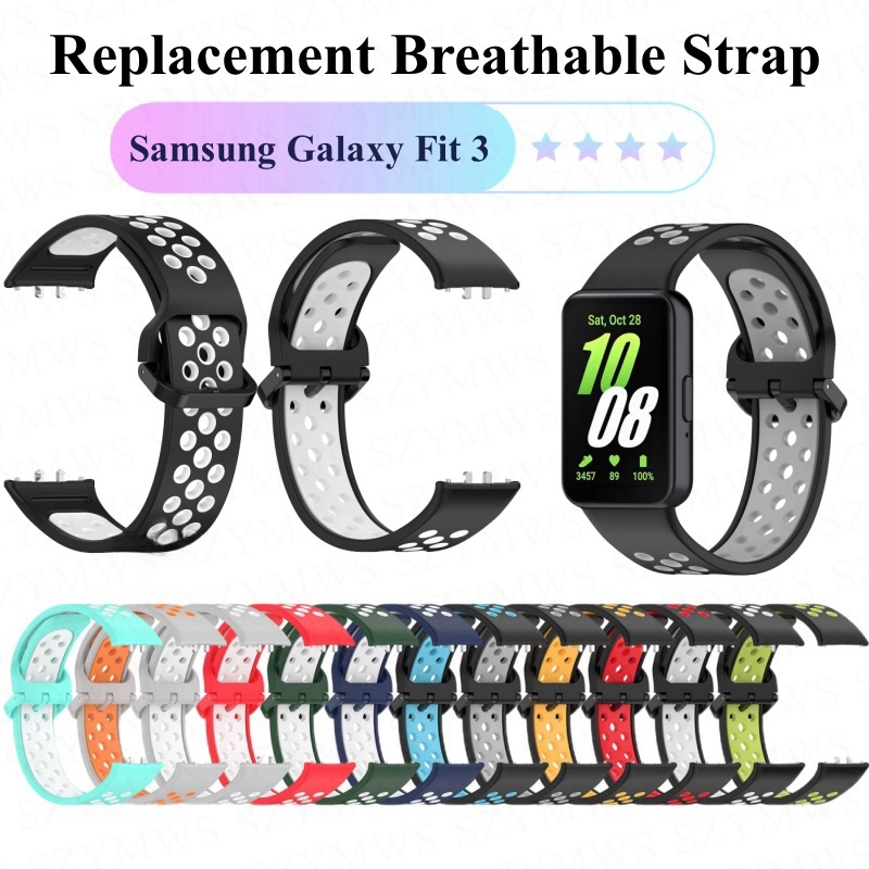 สายนาฬิกาข้อมือซิลิโคน ระบายอากาศ แบบเปลี่ยน สําหรับ Samsung Galaxy Fit 3 Samsung Galaxy fit3