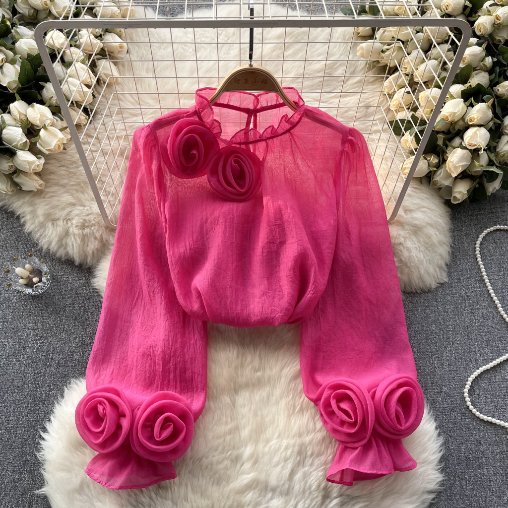 เสื้อเชิ้ตแขนยาว ผ้าชีฟอง ทรงหลวม สไตล์เกาหลี สําหรับผู้หญิง พร้อมส่ง