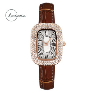Louiswiss นาฬิกาข้อมือควอทซ์ลําลอง ทรงสี่เหลี่ยม ประดับเพชร …