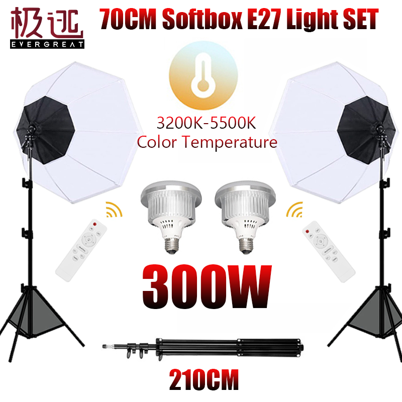 ชุดไฟแฟลช ซอฟท์บ็อกซ์ 300W เส้นผ่าศูนย์กลาง 70 ซม. สําหรับถ่ายภาพสตูดิโอ