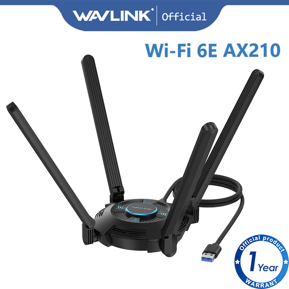 Wavlink อะแดปเตอร์เครือข่ายไร้สาย USB WiFi 6e AX5400 พร้อมเสาอากาศ 5dBi 4 เสาอากาศ สําหรับเดสก์ท็อป 