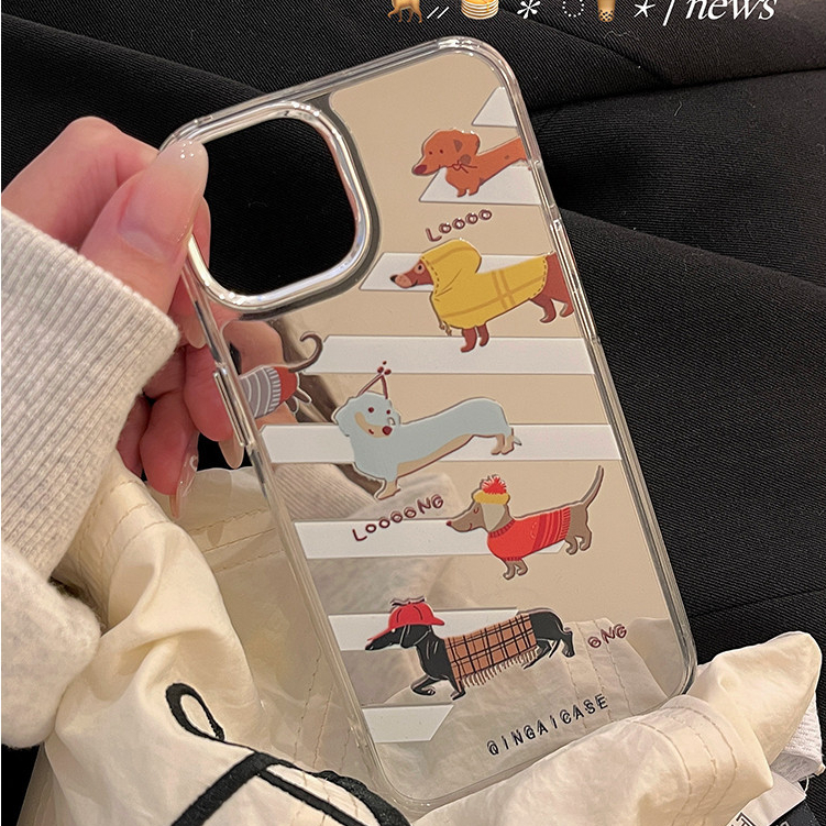 Huiwanju เคสโทรศัพท์มือถือแบบแข็ง ลายการ์ตูนสุนัขไส้กรอกน่ารัก สร้างสรรค์ สําหรับ iPhone 15 Promax 13 14 Pro 12 11