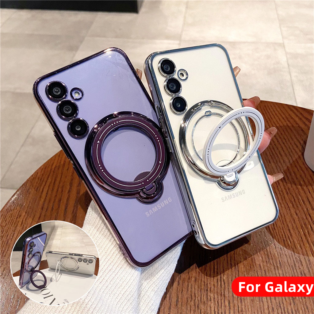 เคสโทรศัพท์มือถือแบบนิ่ม ใส กันกระแทก พร้อมแหวนขาตั้ง สําหรับ Samsung Galaxy A54 A55 A35 A05S A05 A34 A24 5G A14 2024 A14 LTE A14LTE 4G