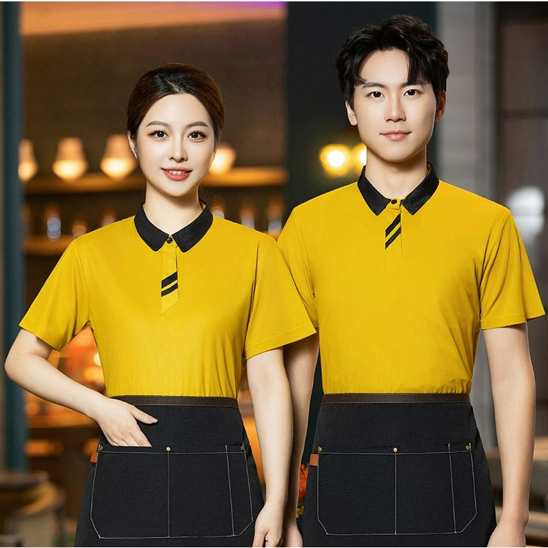 เสื้อแจ็กเก็ตบริกร แขนสั้น เครื่องแบบร้านอาหาร สําหรับชาย และหญิง