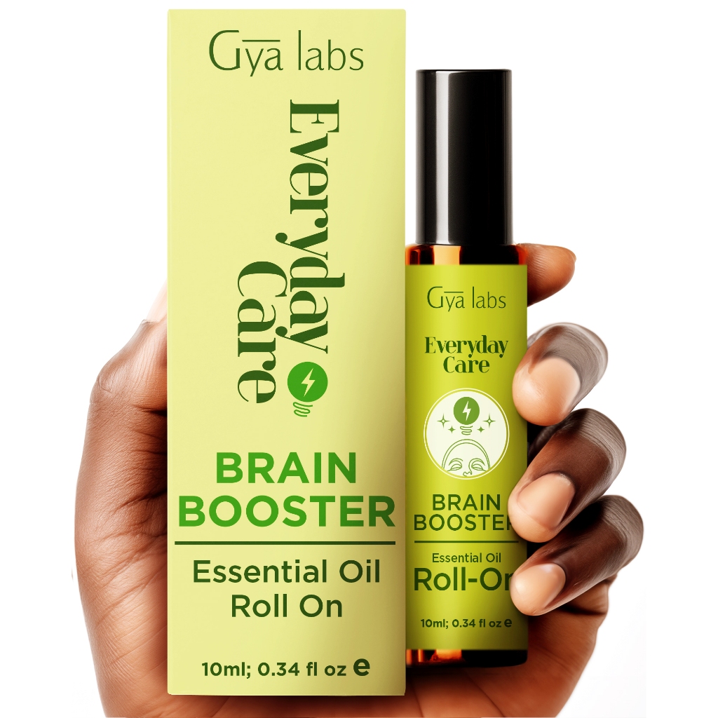 Gya Labs Brain Booster Essential Oil Roll On - Relaxing for Women - Calming Aromatherapy Roll On - Rosemary, ไม้จันทน์, ตะไคร้และส้มโอ Essential Oil Blends - 10ml