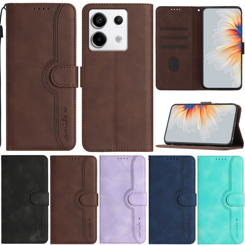 เคสโทรศัพท์หนัง PU นิ่ม ผิวด้าน ฝาพับ พร้อมช่องใส่บัตร หรูหรา สําหรับ Xiaomi 14 Poco X6 Pro Poco M6 Pro Poco C65 Redmi 13C K70E Note 13 4G Note 13 5G Note 13 Pro