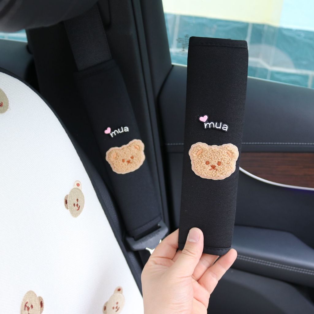 ใหม่! ปลอกหุ้มเข็มขัดนิรภัย แบบนิ่ม ลายหมีน่ารัก สําหรับตกแต่งภายในรถยนต์