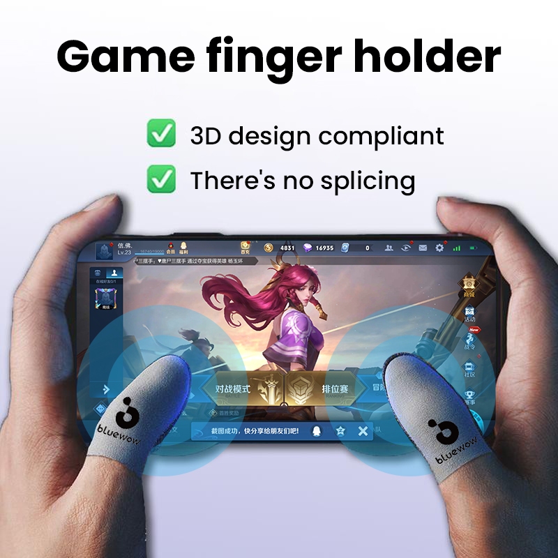 Bluewow ถุงมือเล่นเกม แบบสวมนิ้วหัวแม่มือ สัมผัส (2 ชิ้น) PUBG COD Call of duty Mobile legends state of survival