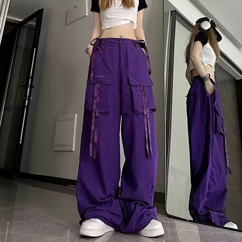 [TSST] กางเกงขายาวสีม่วงเข้ม สไตล์ Y2k ทันสมัย ใส่ไปทำงานก็สวยงาม TAN
