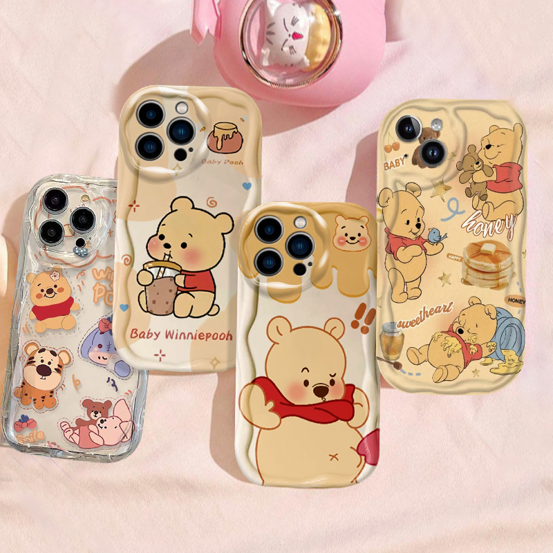 เคสโทรศัพท์มือถือ ลายหมีพูห์น่ารัก 3D สําหรับ Oppo A57 A18 A16 A12 A9 A5 A76 A31 A95 A7 A78 A15 A16s A74 A17 A92 A58 A38 A16K A96 A54 A5s A17K A77 A3s A33 A53 Reno 10 6 5 4F เคสขอบโค้ง