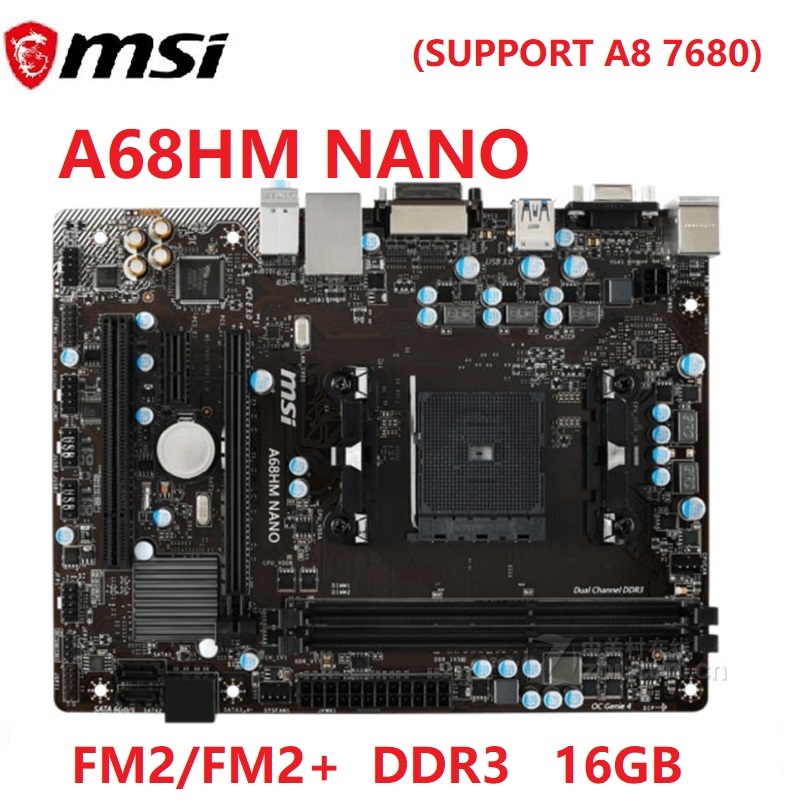 MSI A68HM NANO E33 V2 FM2 + เมนบอร์ด suppport a8 7680k DDR3 ซ็อกเก็ต FM2 A68HM