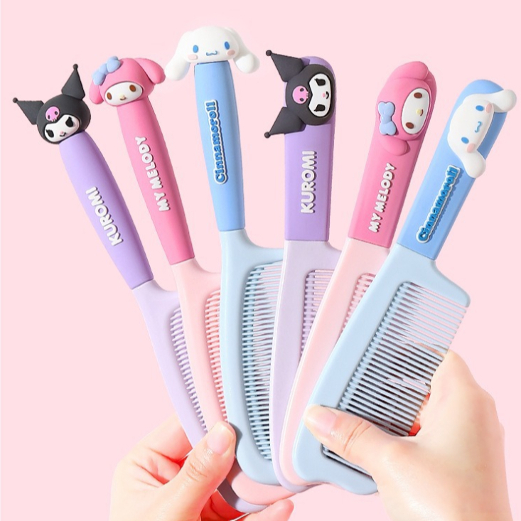 Sanrio หวีตัดแต่งทรงผม ลายการ์ตูนน่ารัก แบบพกพา ป้องกันไฟฟ้าสถิตย์ สําหรับนักเรียนหญิง